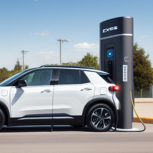 Electric vehicle at a fast charging station